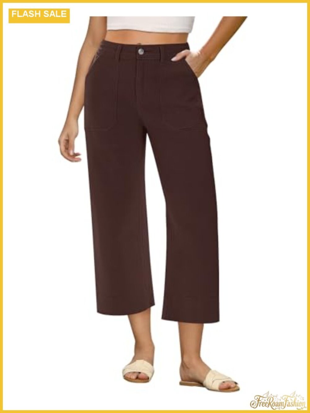 Women's High Waisted Capri Stretch Denim Jeans - 24" Inseam Wide Leg with